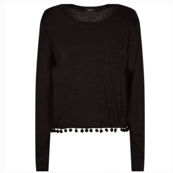 Rails Lara Black Pom Pom Linen Top - Picture 1 of 7